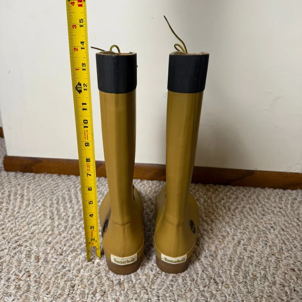 Tall Timberland Women's Wheat Yellow Rubber Lace Up Tall Rain Boots‎ Size 8